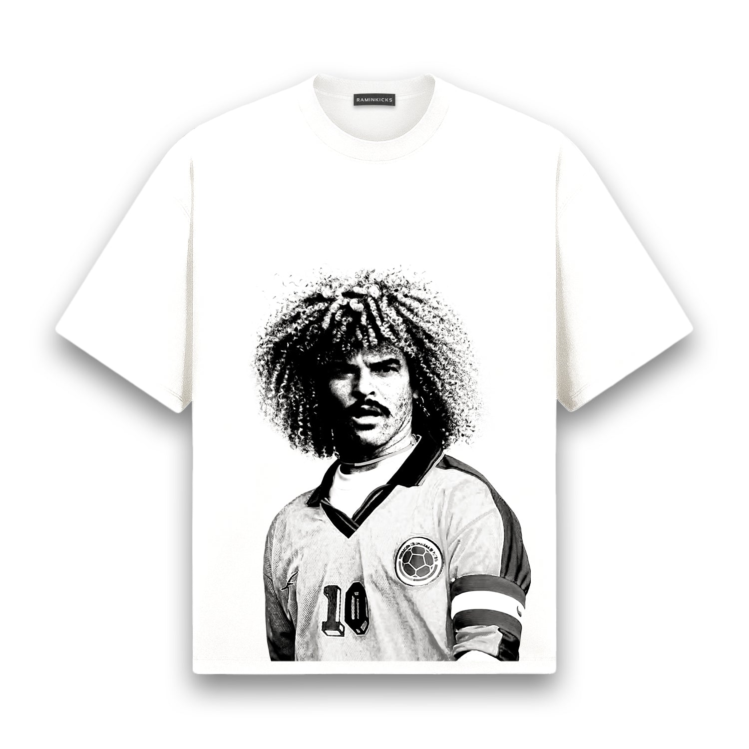 Shop Carlos Valderrama Monochrome T-Shirt | Ramin Kicks – RAMINKICKS