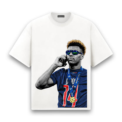 Désiré Doué (PSG) T-shirt in white — RAMINKICKS