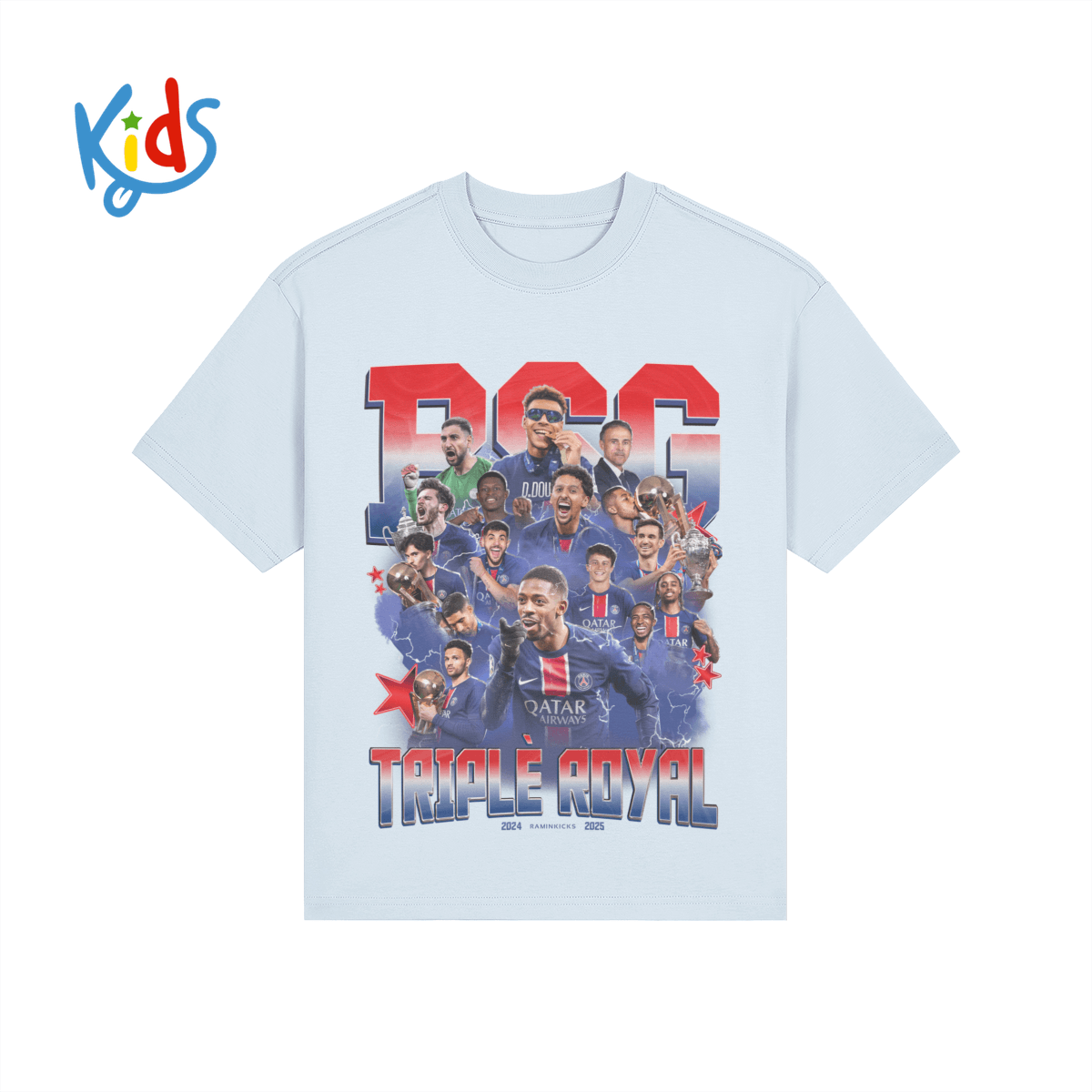 Light blue PSG (2025) "KIDS" product photo