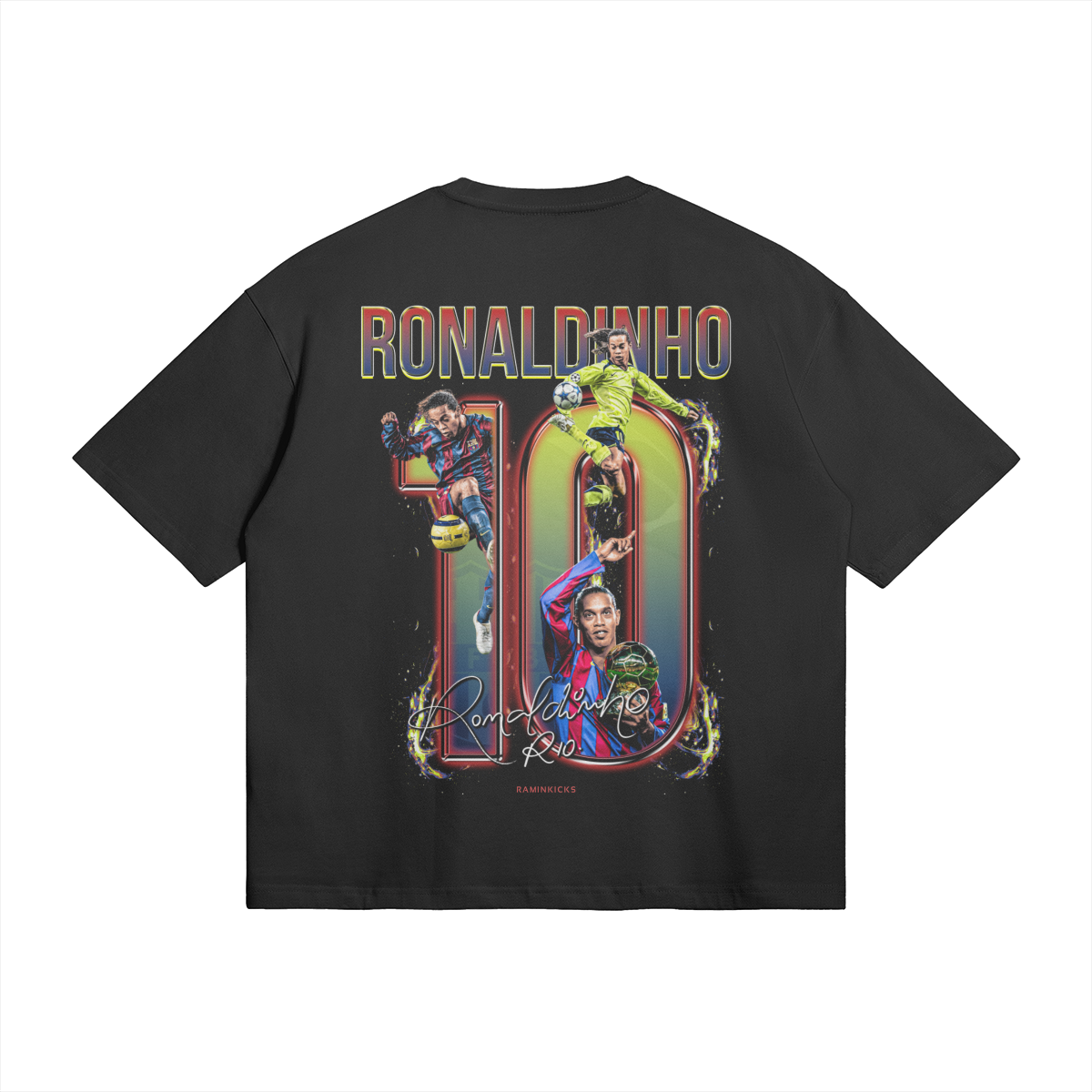 Ronaldinho R10 T-Shirt in Black - Back View