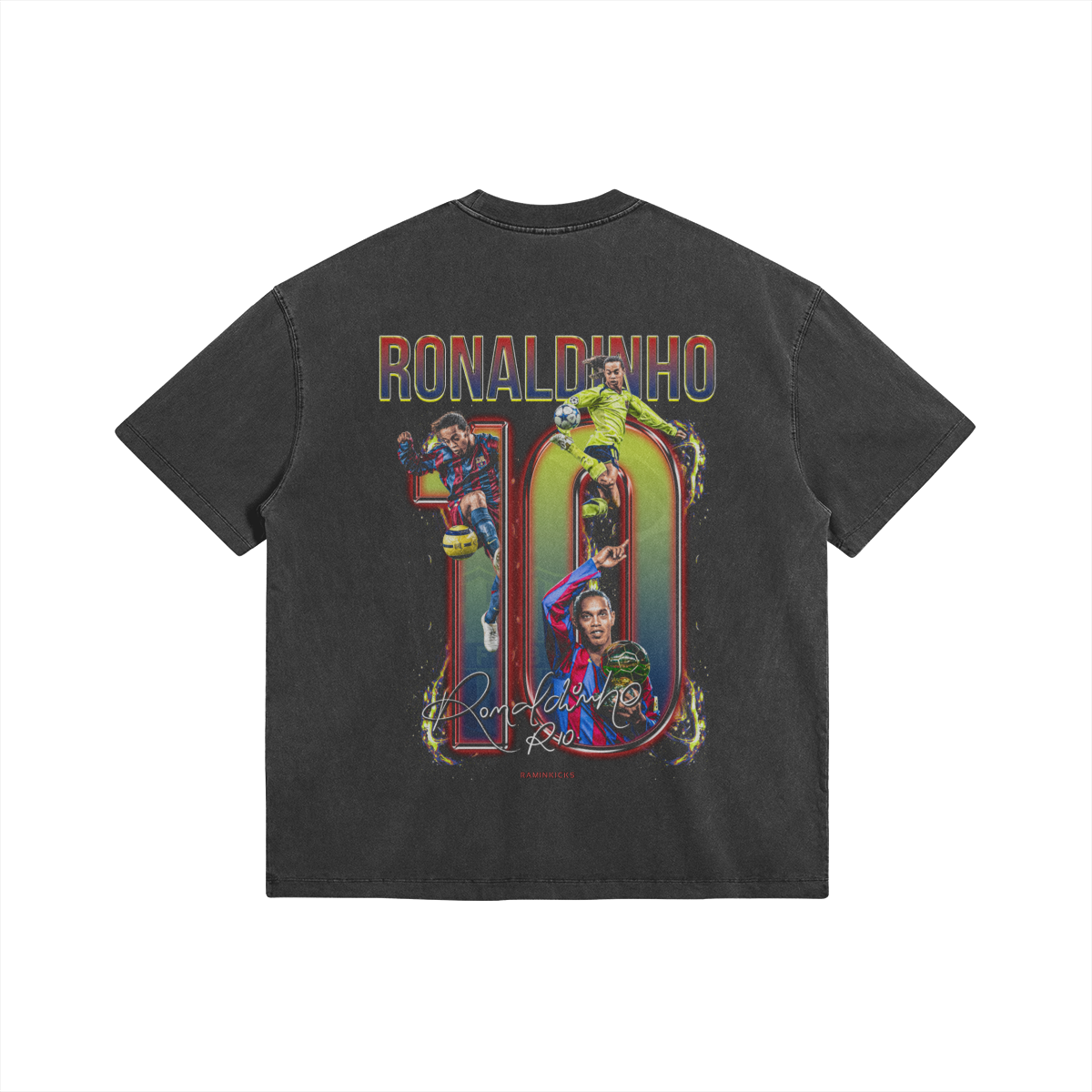 Ronaldinho R10 T-Shirt in Faded Graphite - Back View