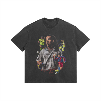 Ronaldinho R10 T-Shirt in Faded Graphite - Front View